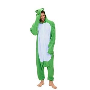 CANASOUR Frog Pajamas Adults Men One Piece Cute Hooded Pyjamas Cosplay Costume